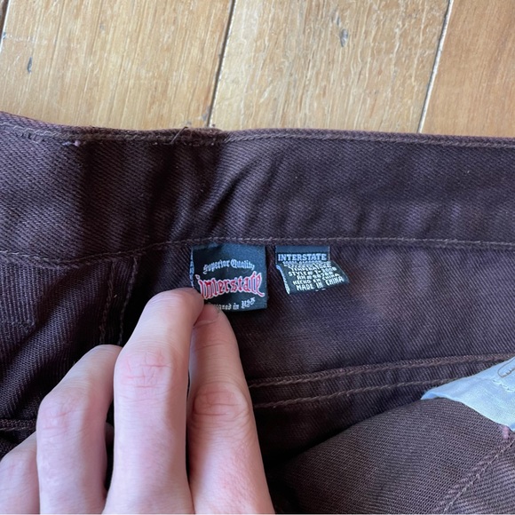 DEADSTOCK VINTAGE RARE 90s DARK BROWN INERSTATE WIDELEG JEAN (jnco) - Picture 4 of 5